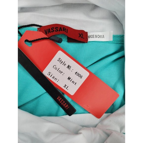 Vassari Los Angeles Mint White Button Long Collar Designer Short Sleeve Shirt - Picture 9 of 12